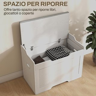 Banca de 103L, Contenedor Multiusos con Cojín de Tela Lavable, Banco de Almacenamiento de Madera para Entrada, Pasillo, Dormitorio, Sala de Estar, 75X40X56 Cm, Blanco