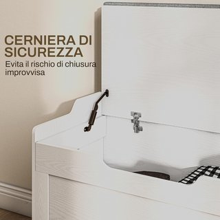 Banca de 103L, Contenedor Multiusos con Cojín de Tela Lavable, Banco de Almacenamiento de Madera para Entrada, Pasillo, Dormitorio, Sala de Estar, 75X40X56 Cm, Blanco