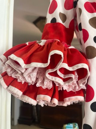 Traje Flamenca Lunares Blanco, Rojo y negro