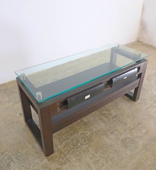 Mesa salón/TV madera y cristal