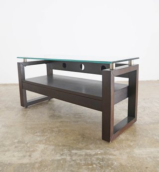 Mesa salón/TV madera y cristal