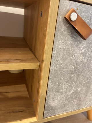 Mueble TV madera y cuero