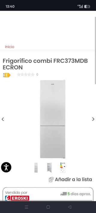 Nevera Combi 186 Ecron, garantía 3 añs, agosto2024