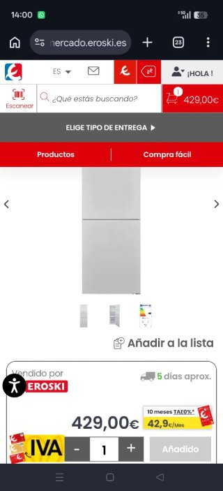 Nevera Combi 186 Ecron, garantía 3 añs, agosto2024