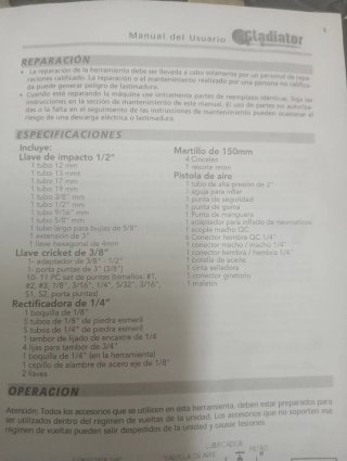 Juego de herramientas neumaticas
