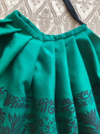 Falda Regional Verde Estampada Artesanal