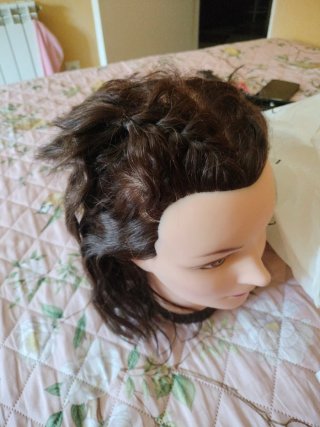 Maniquí Peluquería Marrón y Rosa