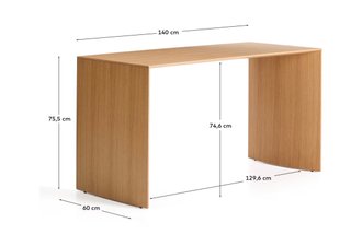 Mesa de trabajo Litto de chapa de roble FSC Mix Credit 140 x 60 cm.