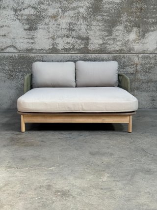 Tumbona doble Catalina de cuerda verde y madera maciza de acacia FSC 100%