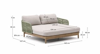 Tumbona doble Catalina de cuerda verde y madera maciza de acacia FSC 100%