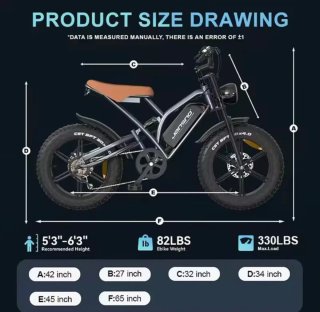 Bicicleta Eléctrica JANSNO X50 Fat Bike Negra