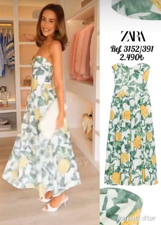 Vestido Corsetero estampado frutas T/XL.  Zara