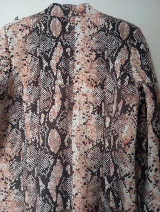 Chaqueta animal print cuello Mao doble botón T40