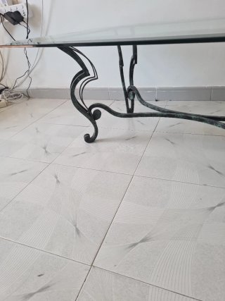 Mesa de centro cristal y hierro