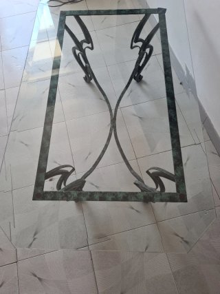 Mesa de centro cristal y hierro