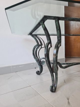 Mesa de centro cristal y hierro