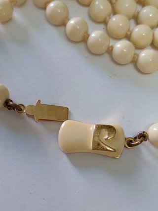 Collana lunga vintage perle beige oro