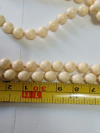 Collana lunga vintage perle beige oro