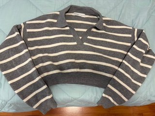 Jersey Bershka rayas gris y blanco Talla S
