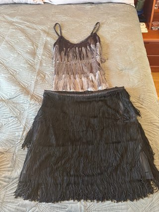 Conjunto Zara Top y Falda Flecos