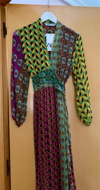 Vestido Zara Estampado Multicolor Talla XS