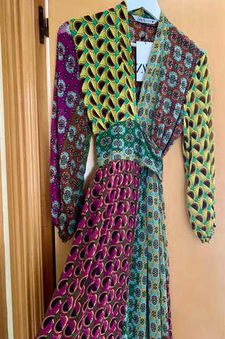 Vestido Zara Estampado Multicolor Talla XS