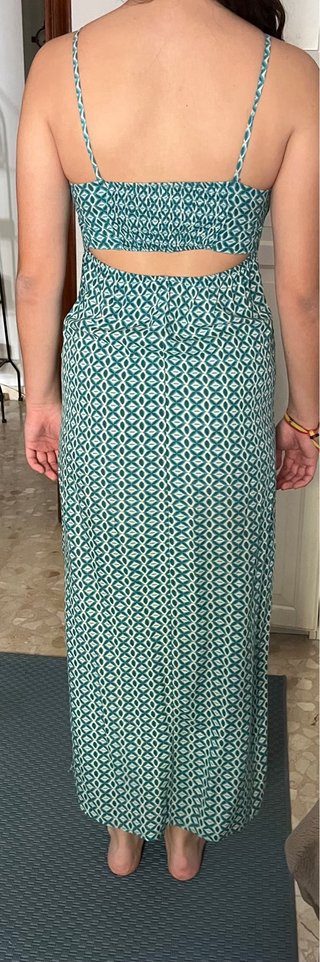 Vestido largo verde estampado S