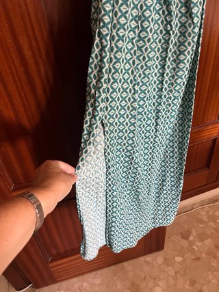 Vestido largo verde estampado S