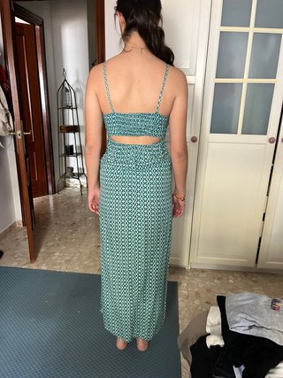 Vestido largo verde estampado S
