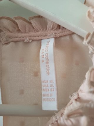 Blusa Zara Plumeti Talla XL Rosa