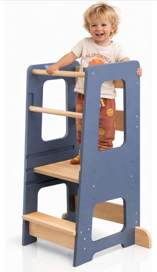 Torre di apprendimento Montessori blu regolabile