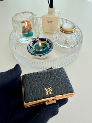 Pastillero Loewe Vintage Piel Cocodrilo Negro