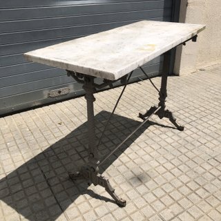 Antigua mesa bistrot jardin marmol Francia
