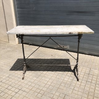 Antigua mesa bistrot jardin marmol Francia