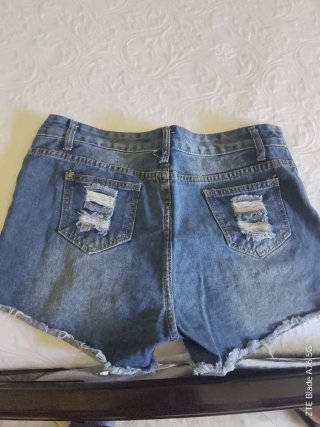Shorts jeans donna strappati perle