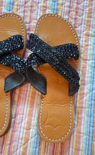 Chanclas Mujer Talla 37 Negro Marrón
