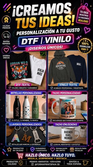 Personalización DTF y Vinilo: Ropa y Artículos