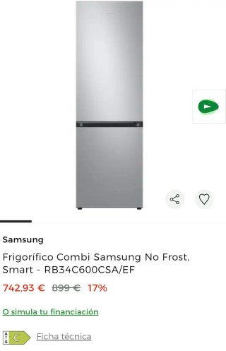 Frigorífico Samsung Combi Clase C