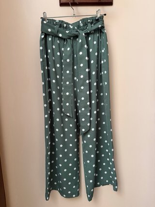 Pantalón lunares verde talla única