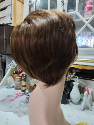 Peluca Pelo Humano Pixie Castaña claro