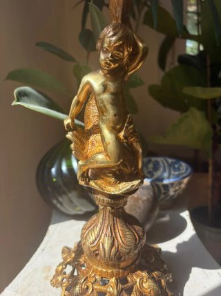 Due antiche lampade in ottone massiccio