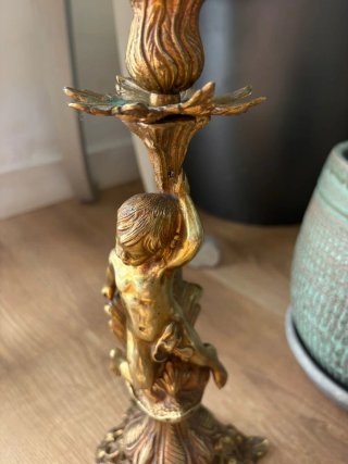 Due antiche lampade in ottone massiccio