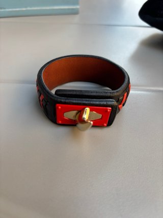 Bracciale Givenchy Pelle Agnello Nero Rosso