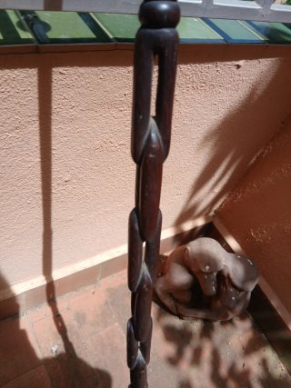 Bastón antiguo madera policromada