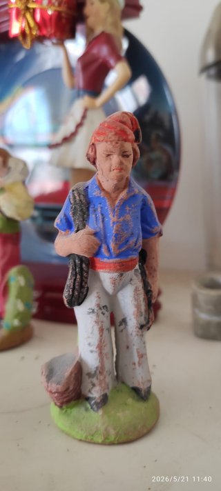 Lote de 4 figuras de belén / pueblo vintage