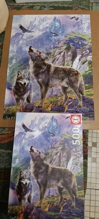 Puzzle Educa 500 Piezas. Lobos montaña.