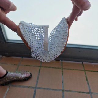 Sandalias Malla Brillantes Blancas  Talla 37-40
