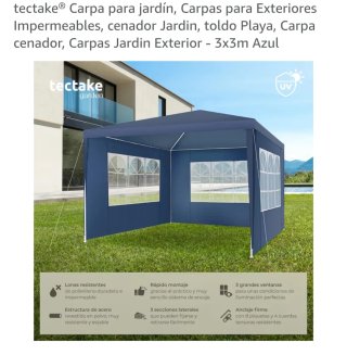 Carpa Tectake Azul 3x3m Exterior Jardín