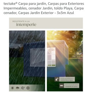 Carpa Tectake Azul 3x3m Exterior Jardín