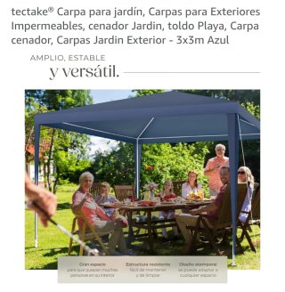 Carpa Tectake Azul 3x3m Exterior Jardín
